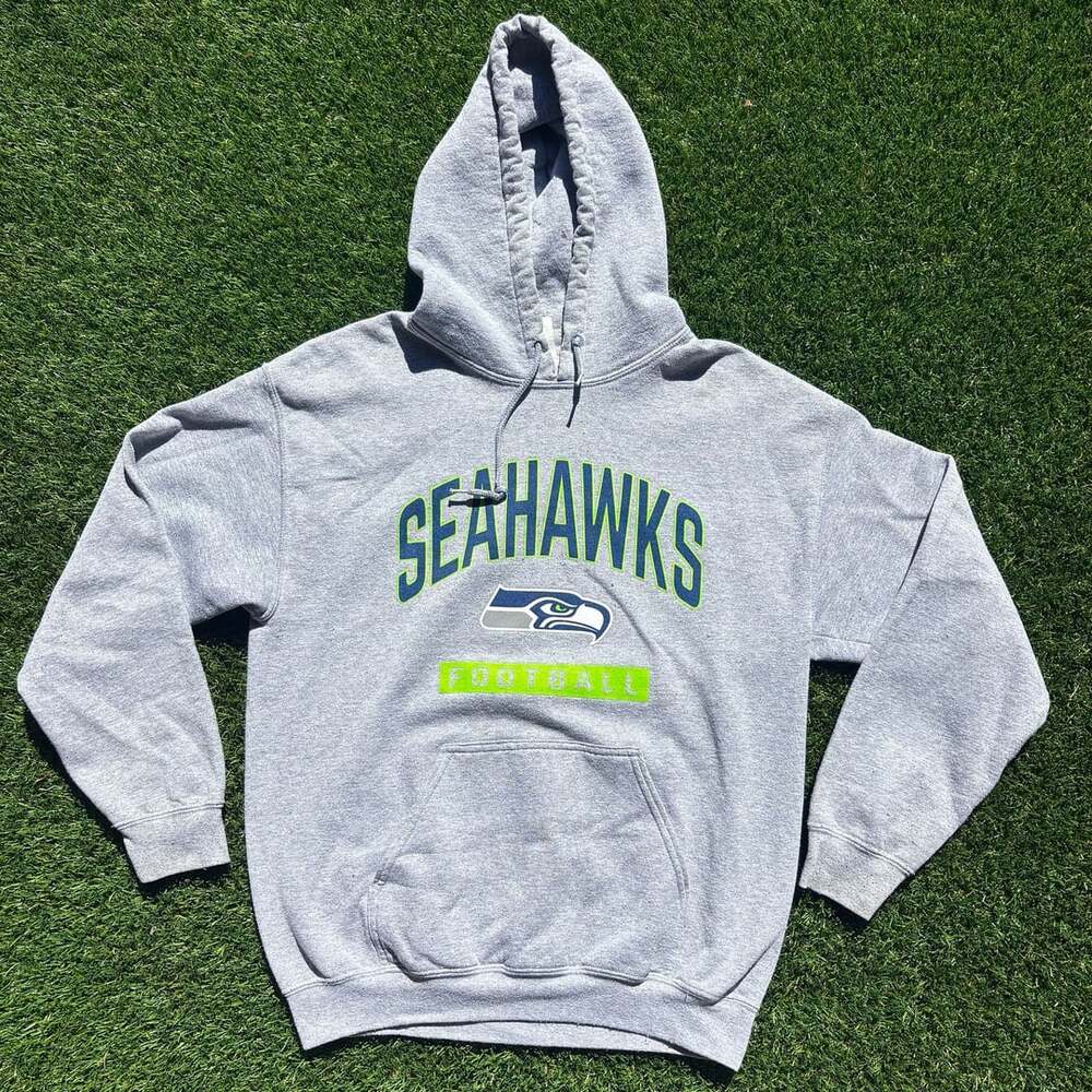NFL Seattle Seahawks Gray M Hoodie Football Fleece Pullover SuperBowl XLVIII